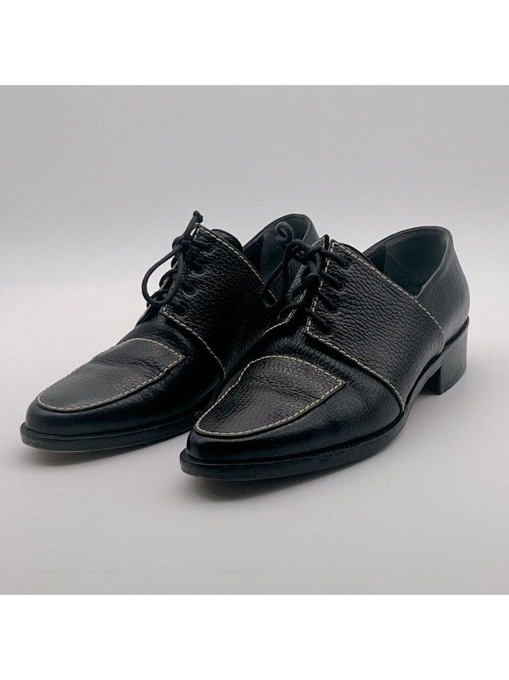Walter Steiger Dark Brown with cream stitching Vintage Lace Up Loafers size 8 - Picture 11 of 11